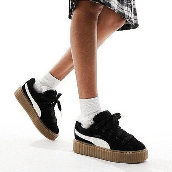 Puma Shoes - Puma Fenty by Rihanna Suede Creeper Black White Gum Platform Womens‎ 6 NEW RARE